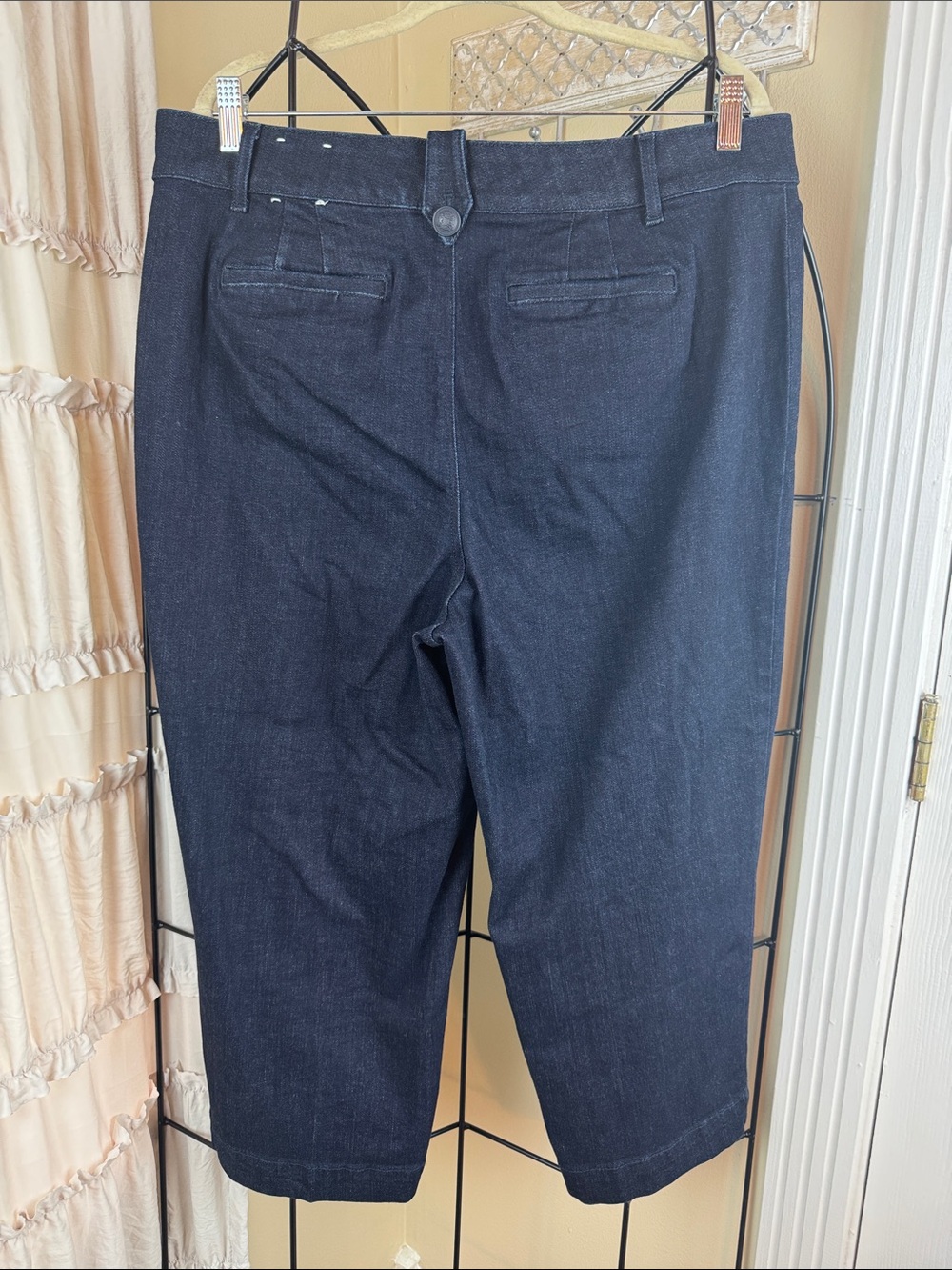 TALBOTS Womens' Marina Dark Wash Cropped Straight Leg Sailor Jeans Size 16P EUC - Picture 4 of 10